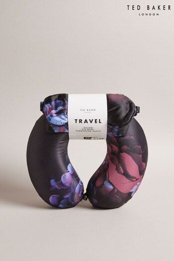 Ted Baker Fracisi Printed Travel Pillow And Eye Mask Black Set (Q69365) | £55