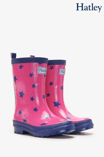 Hatley Pink Glitter Stars Shiny Rain Boots (Q69385) | £35