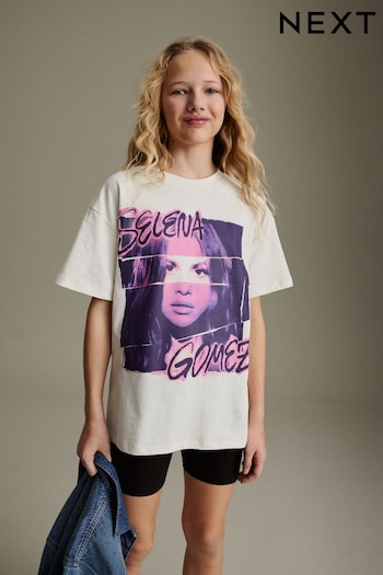 White Selena Gomez Oversized License T-Shirt (3-16yrs) (Q69402) | £14 - £19