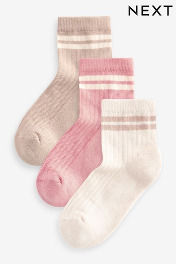 Neutral Mid Length Cotton Rich Cushioned Sole Ankle Socks 3 Pack (Q69422) | £4.50 - £6.50