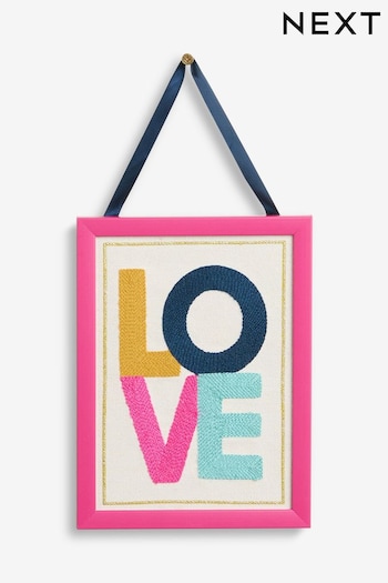 Pink Framed Love Embroidery Hanging Decoration (Q69437) | £8