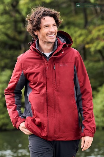 Mountain Warehouse Red Mens Thunderstorm Waterproof 3-In-1 Jacket (Q69452) | £112