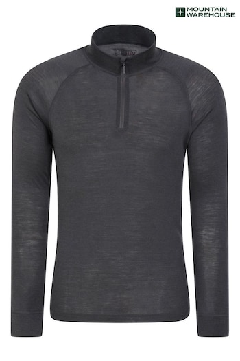 Mountain Warehouse Grey Merino II Mens Zip Neck Thermal Top (Q69481) | £48