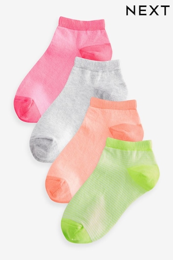 Pink, orange and yellow Fluro Trainer Socks 4 Pack (Q69487) | £4.50 - £6.50