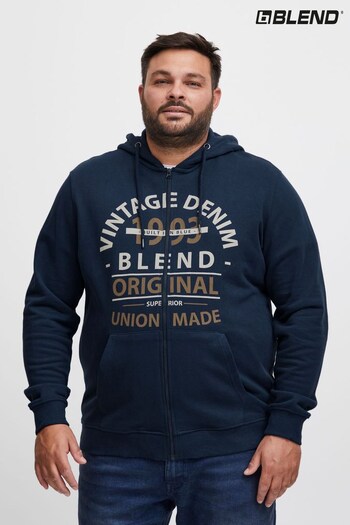 Blend Blue Printed Zip Through Hooded Sweatshirt (Q69511) | £40