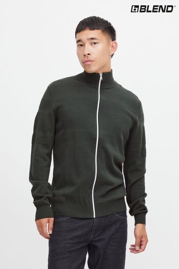 Blend Green Zip-Through Funnel Neck Knit Jacket (Q69514) | £40