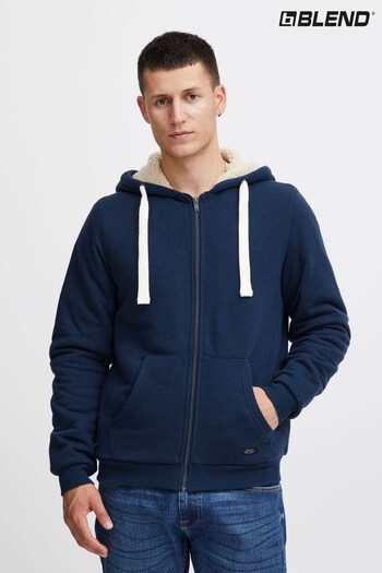 Blend Blue Fleece Lined Zip Through Hoodie (Q69534) | £50