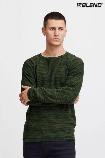 Blend Green Slubbed Jersey Pullover Jumper (Q69538) | £30