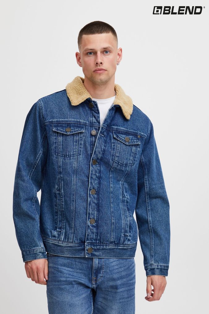 Men's pile lined hot sale denim jacket