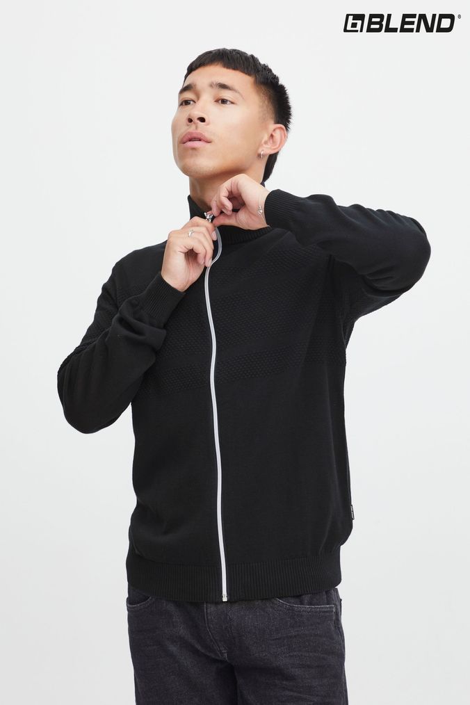 Mens black new arrivals zip through cardigan