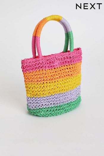 Multi Rainbow Straw Bag SHOULDER (Q69633) | £12