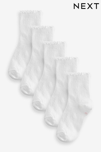 White Cotton Rich Frill Top Ankle Socks 5 Pack (Q69652) | £7 - £9