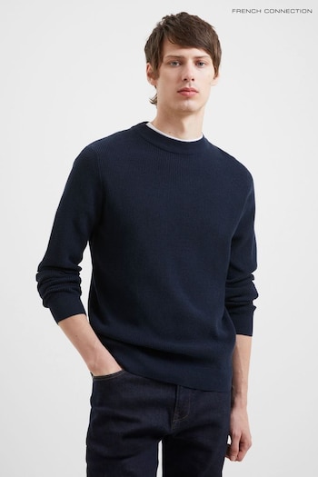 French Connection Blue Crew Waffle Knitwear Jumper (Q69738) | £40
