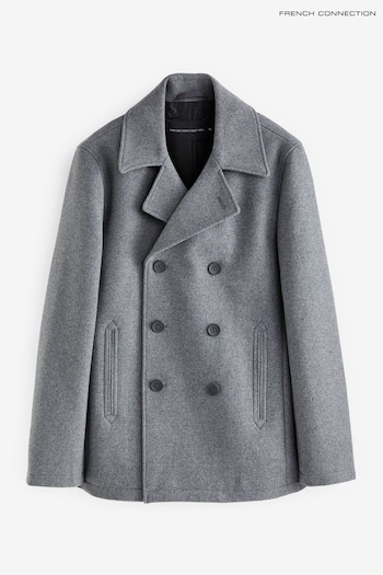 French Connection Lgt Grey Mel Db Pea Coat (Q69747) | £150