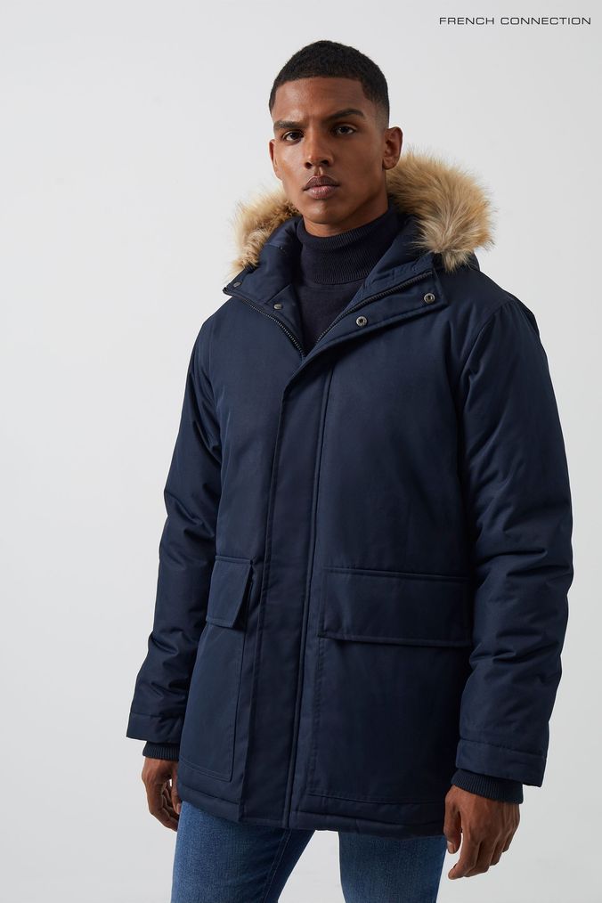 Buy Men s Blue Parka Coatsandjackets Online Next UK