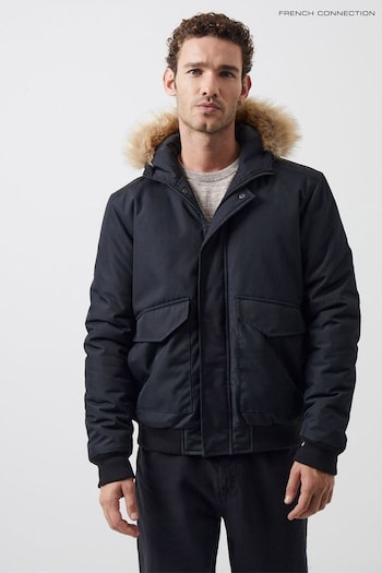 French Connection Faux Fur Trim Short Length Black Jacket (Q69769) | £80