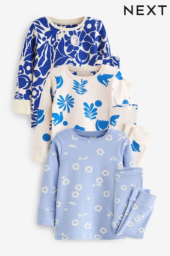 Blue Floral Pyjamas 3 Pack (9mths-12yrs) (Q69817) | £27 - £36