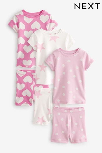 Pink Star Short Pyjamas 3 Pack (9mths-12yrs) (Q69820) | £24 - £33