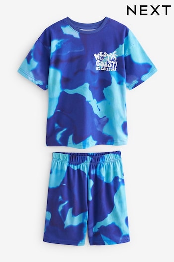 Blue Tie Dye Surf Single Short Pyjamas (3-16yrs) (Q69848) | £12 - £17