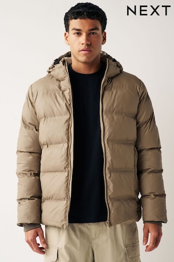 Neutral Hooded Shower Resistant Rubberised Puffer Coat (Q69870) | £70