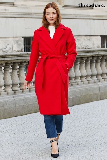 Threadbare Red Ladies Formal Belted Coat (Q69894) | £60