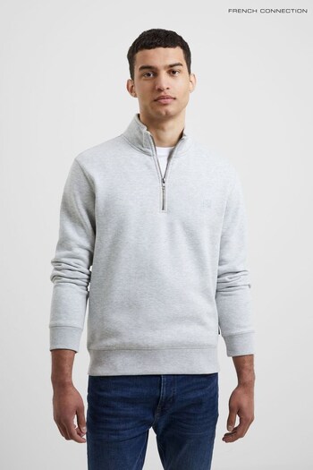 French Connection Light Grey Melange Half Zip Sweatshirt (Q69898) | £40