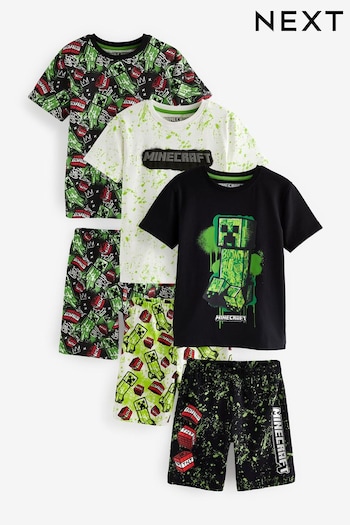 Green/Black Minecraft Short Pyjamas 3 Pack (3-16yrs) (Q69998) | £33 - £39