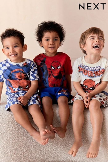 Red/Navy/White Spiderman Short Pyjamas 3 Pack (12mths-10yrs) (Q69999) | £29 - £35