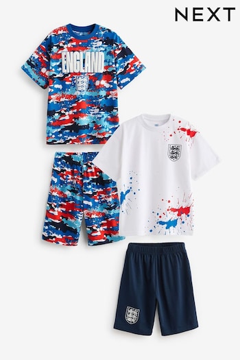 Red/White/Navy England FC Short Pyjamas 2 Pack (3-16yrs) (Q70014) | £25 - £32