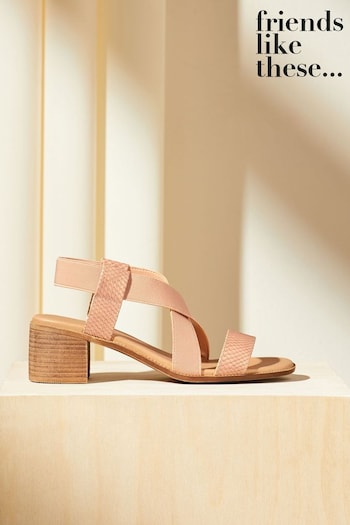 Friends Like These Pink Comfort Elastic Strap Low Block Heel Sandal (Q70043) | £29