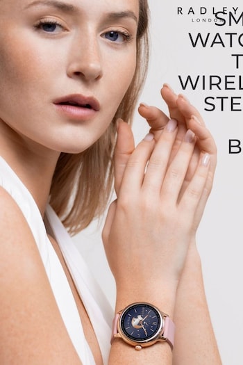 Radley Pink Smart Series 19 Smart Cobweb Calling Watch with True Wireless Earbuds (Q70065) | £110