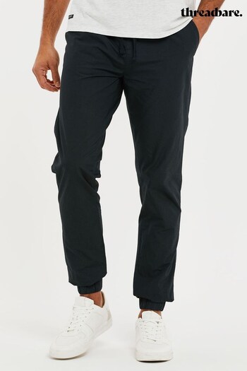 Threadbare Black Cotton Jogger Style Cuffed Trousers (Q70133) | £30