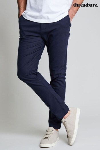 Threadbare Blue Luxe Check Chino Trousers with Stretch (Q70135) | £34