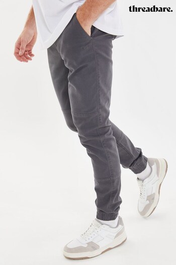 Threadbare Grey Slim Fit Cuffed Casual Ld21 Trousers With Stretch (Q70147) | £30