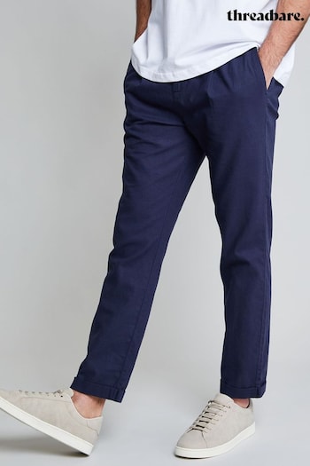 Threadbare Blue Luxe Linen Blend Drawstring Trousers (Q70159) | £30