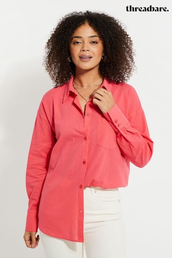 Threadbare Pink Cotton Longline Shirt (Q70165) | £26