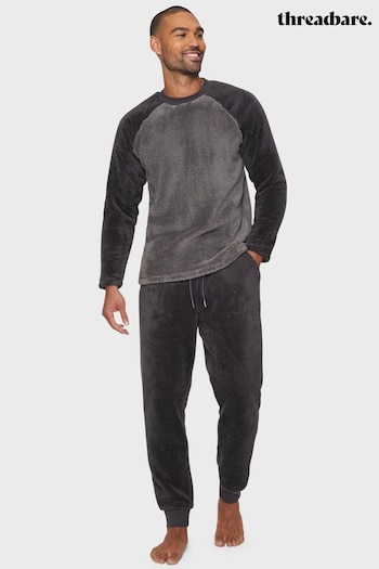 Threadbare Charcoal Borg Loungewear Set (Q70182) | £32