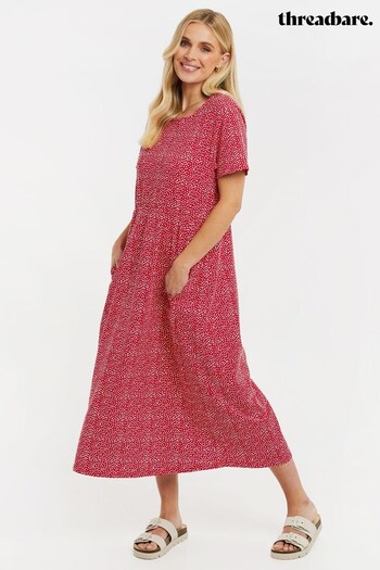 Threadbare Red Cotton Smock-Style Midi Dress (Q70209) | £24