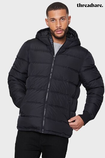 Threadbare Black Hooded Puffer Jacket (Q70227) | £50
