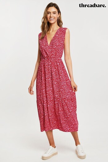 Threadbare Red Sleeveless Wrap Midi Dress (Q70246) | £38