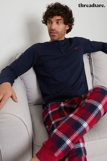 Threadbare Navy Cotton Rich Pyjama Set (Q70252) | £24