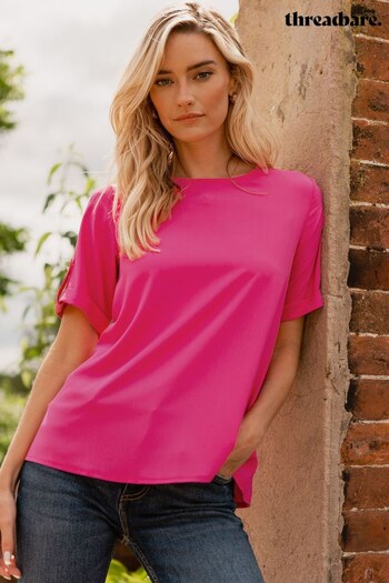 Threadbare Pink Utility Short Roll Sleeve Blouse (Q70371) | £22