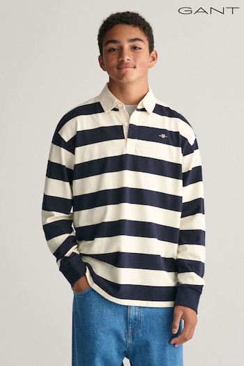 GANT Teens Blue Shield Striped Rugger T-Shirt (Q70396) | £90
