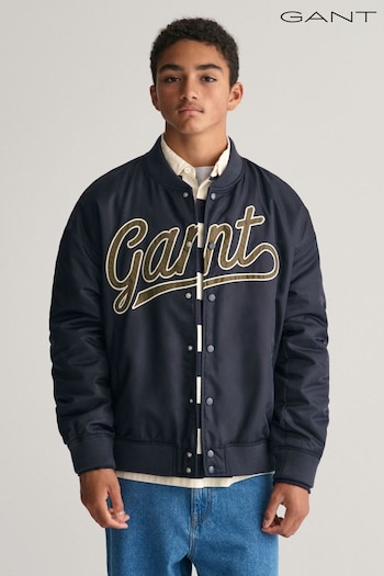 GANT Blue Teens Script Graphic Varsity Jacket (Q70440) | £150