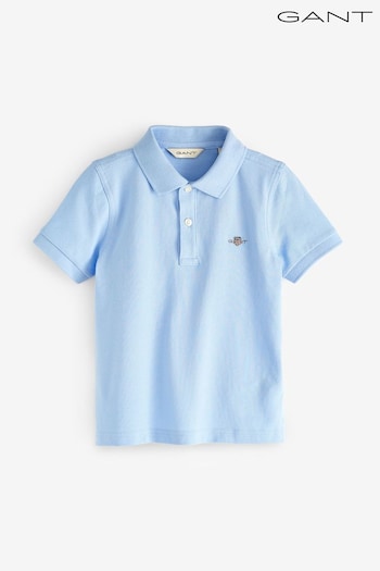 GANT Kids Blue Shield Piqué Polo Shirt (Q70455) | £45