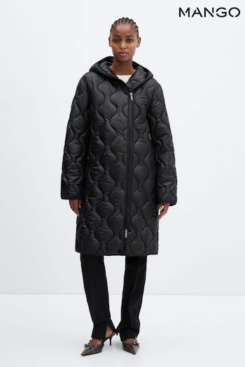 Mango Black Hood Quilted Coat (Q70510) | £100
