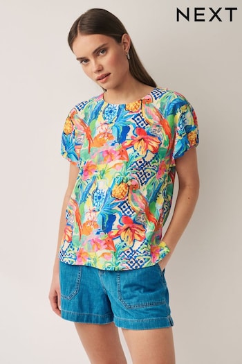 Multi Gathered Short Sleeve Textured Boxy T-Shirt (Q70515) | £22