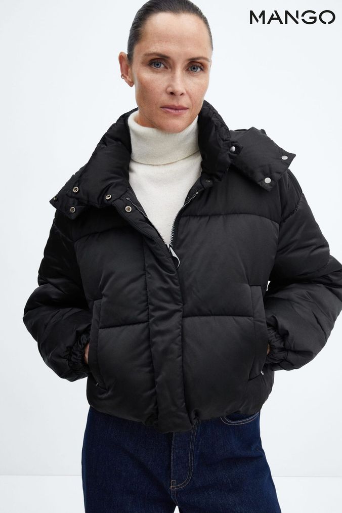 Mango black online padded coat