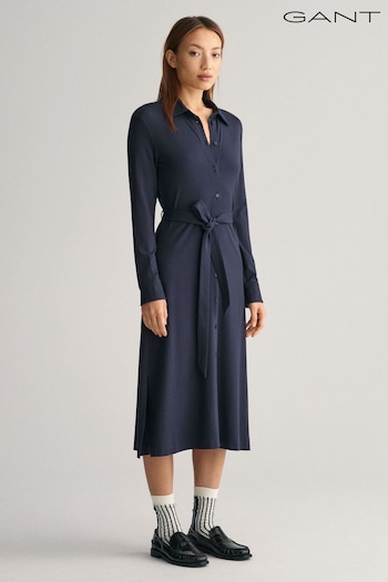 GANT Blue Fitted Jersey Shirt Dress (Q70600) | £150
