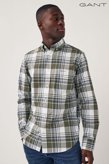 GANT Regular Fit Green Checked Poplin Shirt TEEN (Q70614) | £95